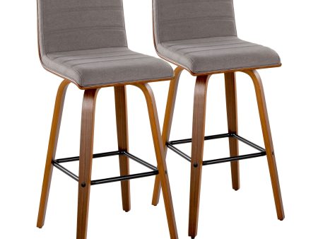 Vasari - Mid Century Modern Fixed Height Barstool With Swivel With Square Footrest (Set of 2) Online now