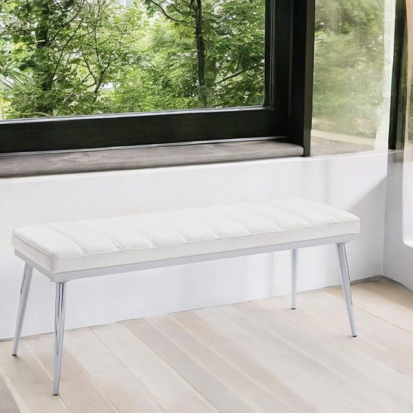 Weizor - Synthetic Leather Bench - White For Cheap