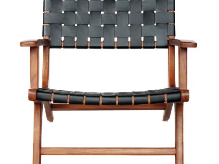 Melody - Strap Leather Teak Wood Lounge Chair Cheap