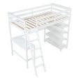 Twin Loft Bed With Desk, Ladder, Shelves Online Hot Sale