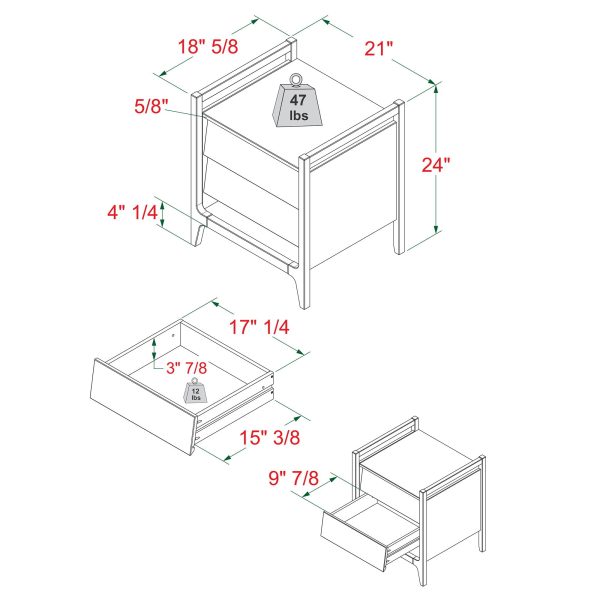 Scandi - Angle Face Solid Wood Nightstand - Caramel on Sale