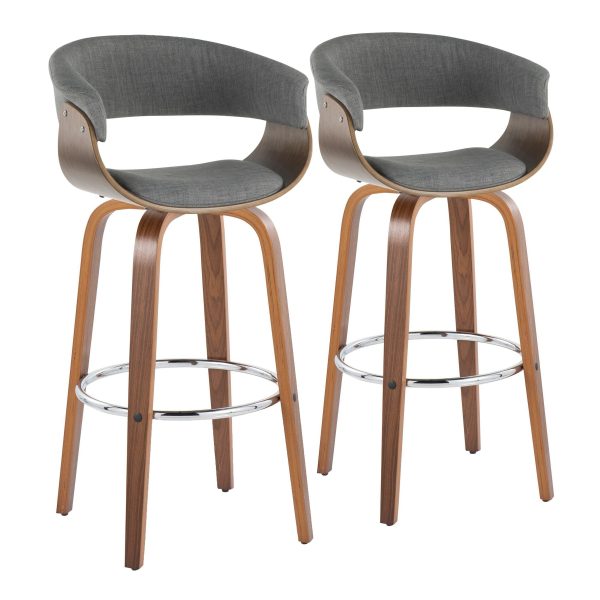 Vintage Mod - Mid Century Modern Fixed Height Barstool With Swivel With Round Footrest (Set of 2) Online now