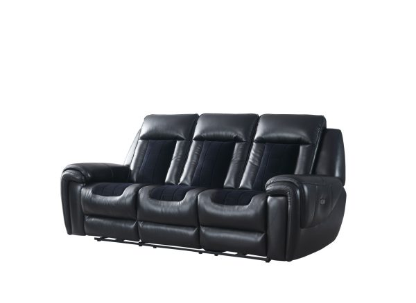 Clark - Blanche   Velvet Power Reclining Sofa With LED - Black Sale