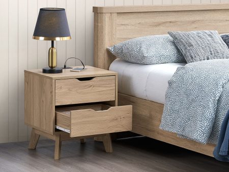 Nordica - Night Stand With Charging Station With USB & Type-C, Drawer Slide Pre-Assembly, End Table With Drawers For Bedroom Living Room, Side Table For Bedroom - Natural Oak Online