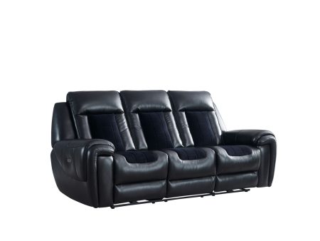 Clark - Blanche   Velvet Power Reclining Sofa With LED - Black Sale