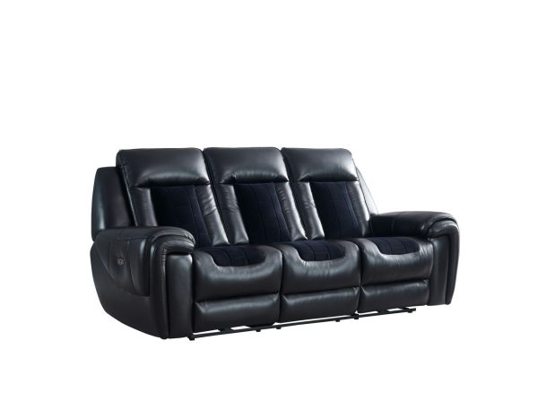 Clark - Blanche   Velvet Power Reclining Sofa With LED - Black Sale