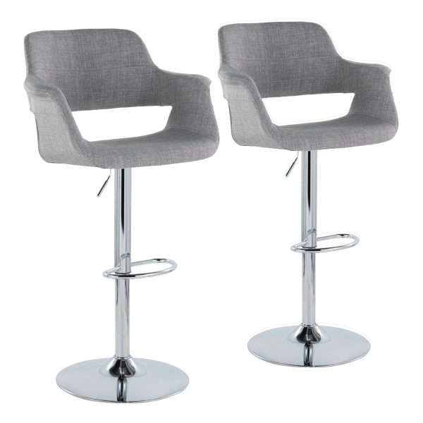 Vintage Flair - Mid Century Modern Adjustable Barstool With Oval Footrest (Set of 2) For Discount