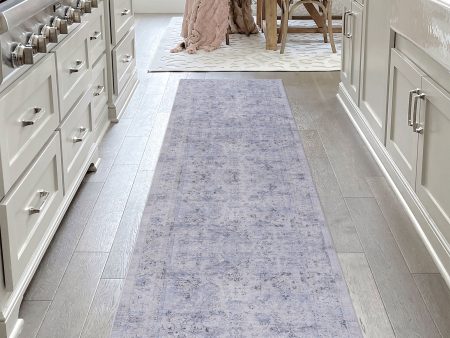 2 6   X 10  Area Rug, Washable, Low-Pile, Non-Slip, Non-Shedding, Foldable, Kid & Pet Friendly - Blue   Cream Supply