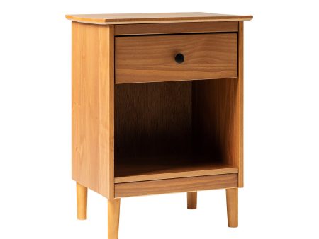 Classic 1 Drawer Solid Wood Nightstand With Cubby - Caramel Sale