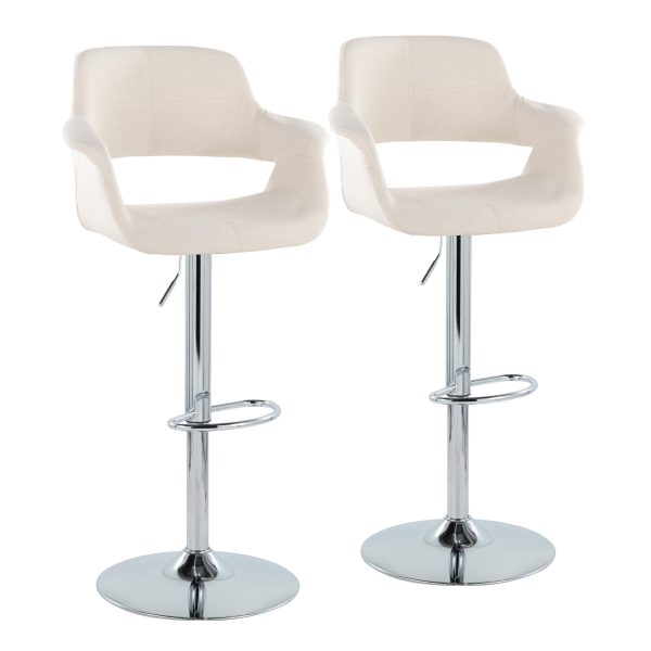 Vintage Flair - Mid Century Modern Adjustable Barstool With Oval Footrest (Set of 2) For Discount