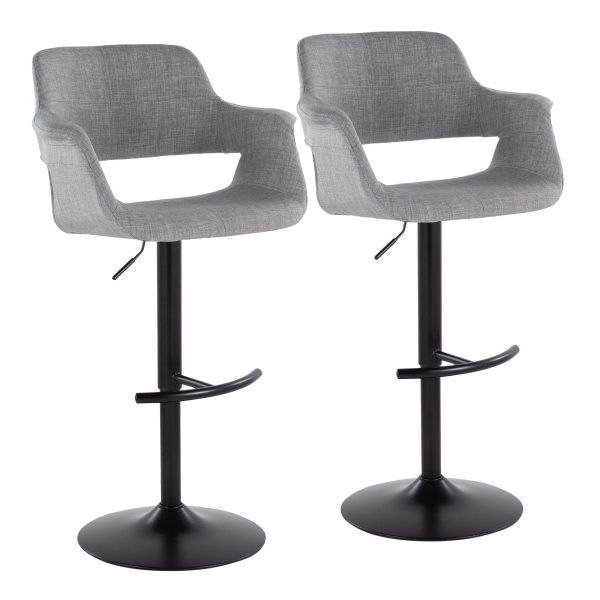 Vintage Flair - Mid Century Modern Adjustable Barstool With Swivel & Rounded T Footrest (Set of 2) Online