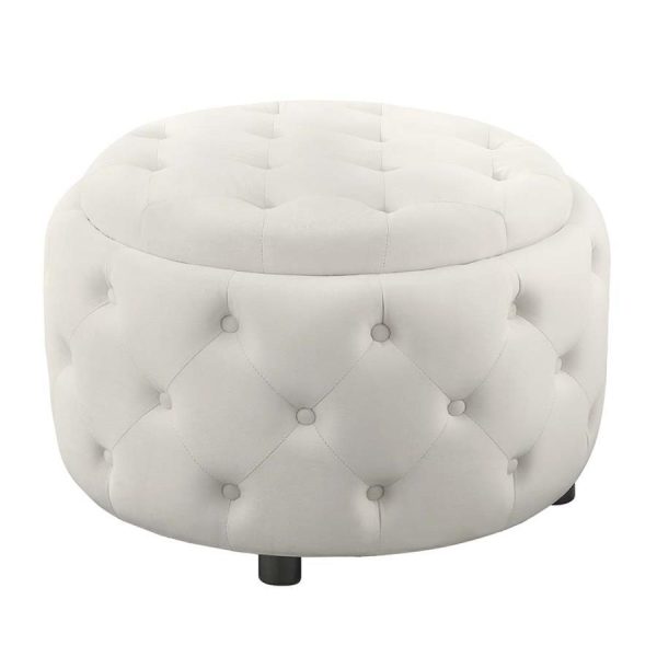 Angelina - Round Upholstered Storage Ottoman on Sale