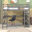 Loft Bed Twin With Desk, Ladder, Shelves - Gray Hot on Sale