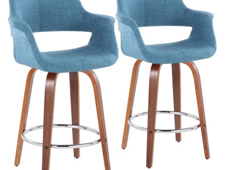 Vintage Flair - Mid-Century Modern Fixed Height Counter Stool With Swivel With Round Footrest (Set of 2) Online now