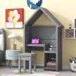 House-Shaped Kids Desk With A Cushion Stool, House-Style Desk And Stool Set For Cheap