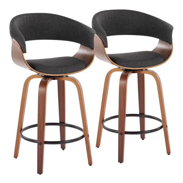 Vintage Mod - Mid Century Modern Fixed Height Counter Stool & Swivel With Round Footrest (Set of 2) For Cheap