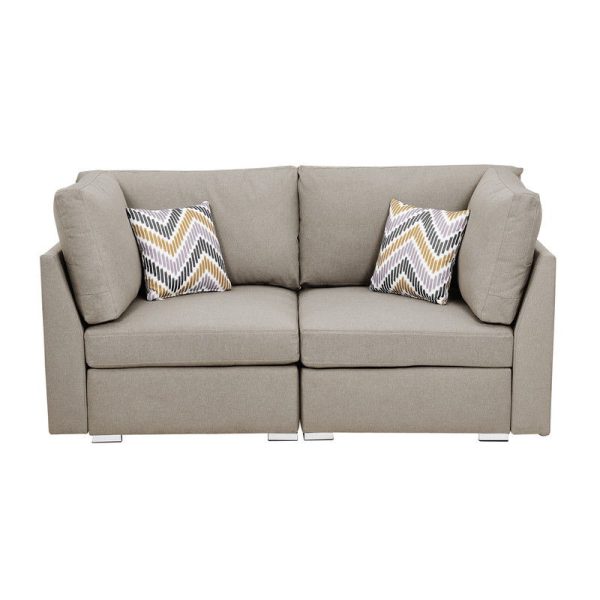 Amira - Fabric Sofa And Loveseat Living Room With Pillows (Set of 2) Sale