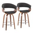 Vintage Mod - Mid Century Modern Fixed Height Counter Stool With Swivel With Round Footrest (Set of 2) Hot on Sale