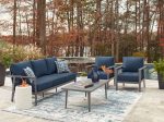 Gali - Gray   Blue - Sofa   Chairs   Table Set (Set of 4) on Sale