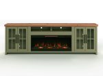 Vineyard - 97  Fireplace TV Stand Console For TVs Up To 100  - Sage Green And Fruitwood Finish For Sale