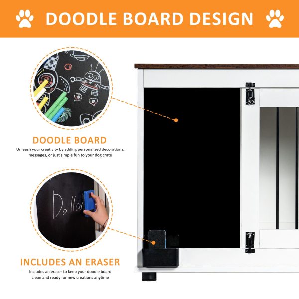 Doodle - Dog Cage, Kennel With 2 Doors, Dog Crate Interior Furniture, Heavy Duty Wooden Dog Cage For Medium And Small Dogs - White Online Sale