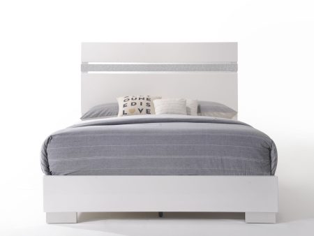 Naima - Queen High Gloss Bed - White Hot on Sale