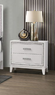 Almera - Glitter Nightstand - White Online Hot Sale