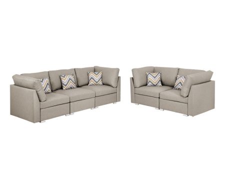 Amira - Fabric Sofa And Loveseat Living Room With Pillows (Set of 2) Sale