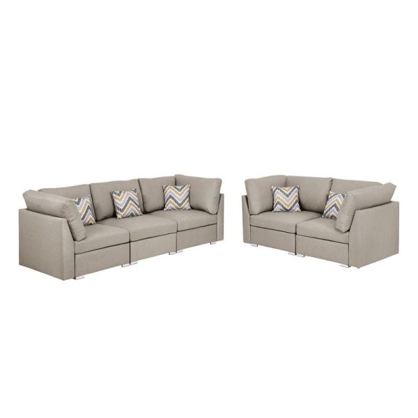 Amira - Fabric Sofa And Loveseat Living Room With Pillows (Set of 2) Sale