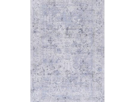 2  x 3  Machine Washable Area Rugs, Low-Pile, Non-Slip, Non-Shedding, Foldable, Kid & Pet Friendly - Blue   Cream on Sale