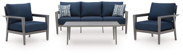 Gali - Gray   Blue - Sofa   Chairs   Table Set (Set of 4) on Sale