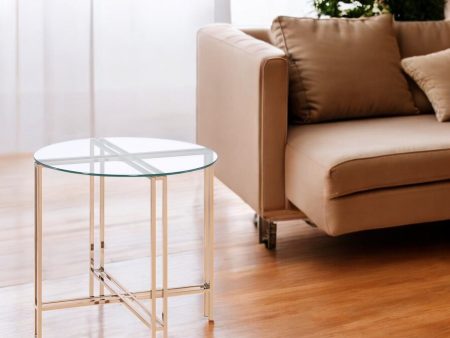 Veises - Clear Glass Top With End Table - Champagne Sale