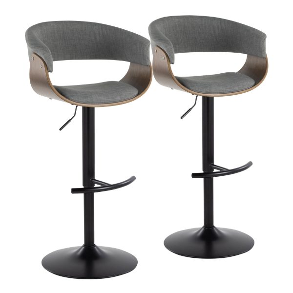 Vintage Mod - Mid Century Modern Adjustable Height Barstool With Swivel & Rounded T Footrest (Set of 2) For Cheap