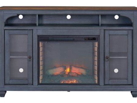 Americana - 66 In Fireplace TV Stand For TVs Up To 80  - Blue Supply