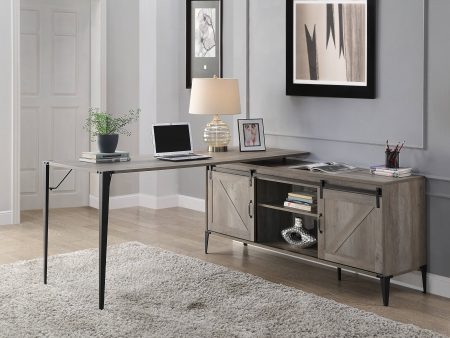 Zakawani - Writing Desk With A Cabinet - Gray Oak   Black on Sale