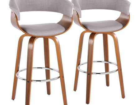 Vintage Mod - Mid Century Modern Fixed Height Barstool With Swivel With Round Footrest (Set of 2) Online now