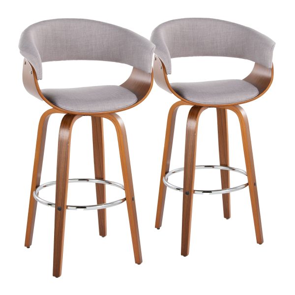 Vintage Mod - Mid Century Modern Fixed Height Barstool With Swivel With Round Footrest (Set of 2) Online now