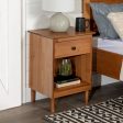 Classic 1 Drawer Solid Wood Nightstand With Cubby - Caramel Sale