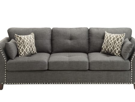 Laurissa - Linen Sofa With 4 Pillows - Light Gray Cheap