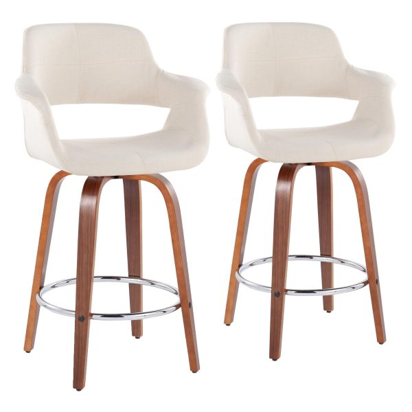 Vintage Flair - Mid-Century Modern Fixed Height Counter Stool With Swivel With Round Footrest (Set of 2) Online now