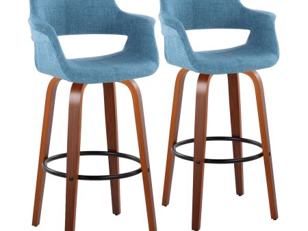 Vintage Flair - Mid Century Modern Fixed Height Barstool With Swivel With Round Footrest (Set of 2) For Cheap