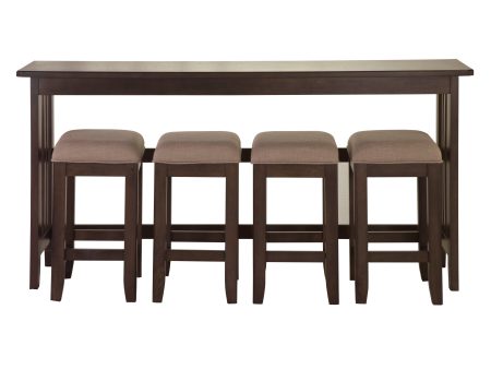 Console Table With 4 Stools - Dark Brown For Discount