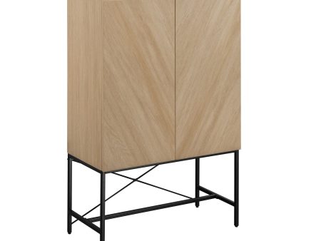 Contemporary Bookmatch Doors Tall Accent Cabinet With Inset Top - Dark Walnut Bookmatch Online now