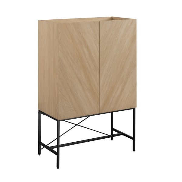 Contemporary Bookmatch Doors Tall Accent Cabinet With Inset Top - Dark Walnut Bookmatch Online now