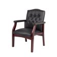 Leather Reception Guest Chairs With Padded Seat And Arms Ergonomic Mid-Back Office Executive Side Chair For Meeting Waiting Room Conference Office Guest Chairs - Black Online Sale