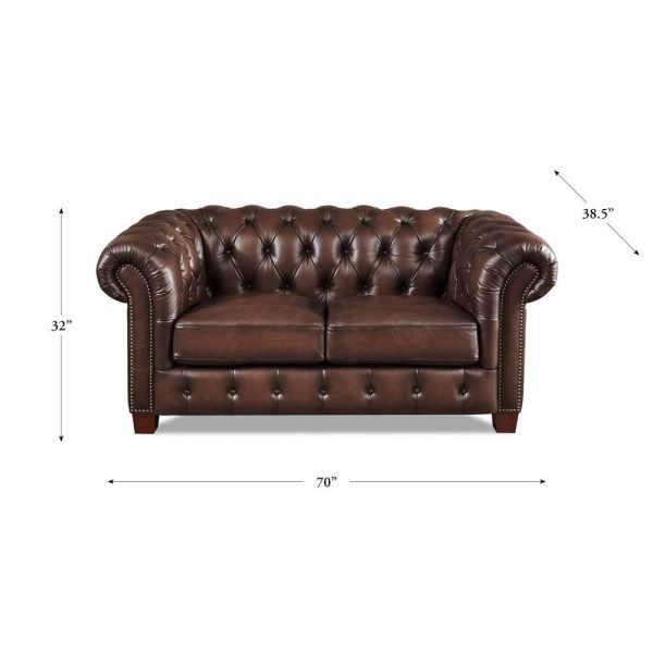 Versailles - Leather Loveseat - Caramel Online Sale