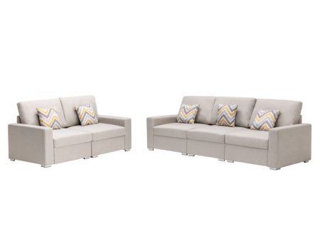 Nolan - Linen Fabric Sofa And Loveseat Living Room With Pillows And Interchangeable Legs For Cheap