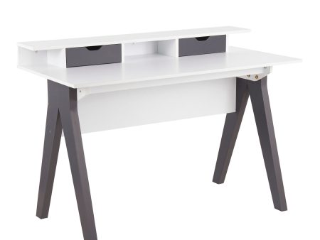 Wishbone - Contemporary Desk - Gray   White Sale