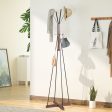 Reclaimed Wood And Metal Freestanding Coat Rack With Hooks Use In Bedroom, Living Room - Natural Fashion