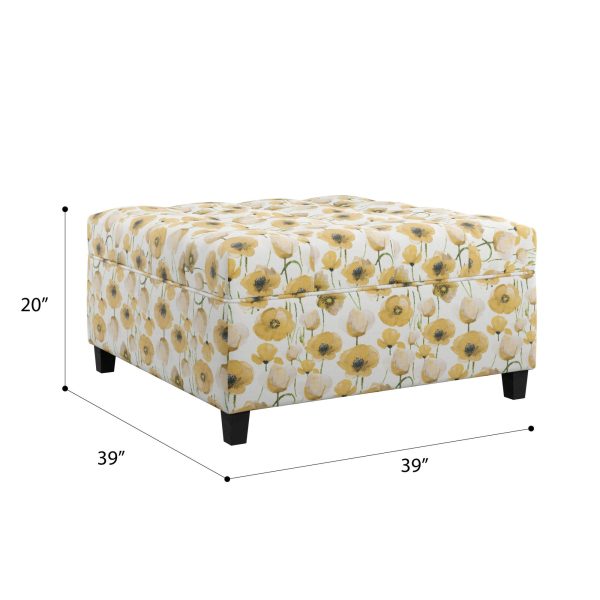 Foria - Floral Storage Ottoman - Yellow Fashion